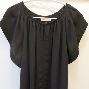 Rebecca Taylor Black Keyhole Top Cap/Flutter Sleeves